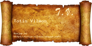 Totis Vilmos névjegykártya